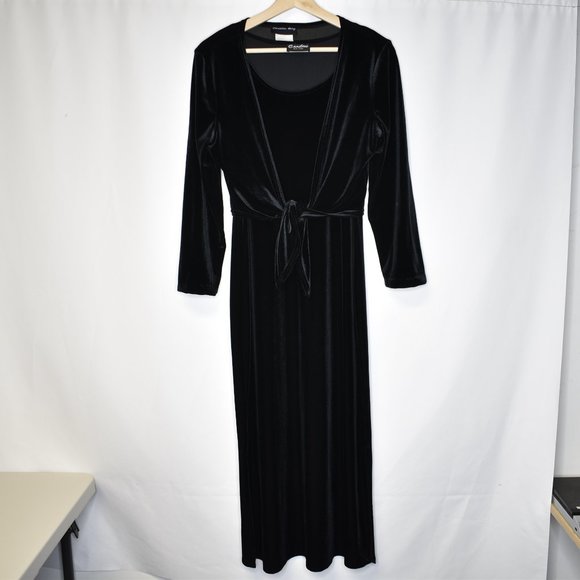 Vintage Y2K Women's Dress Cropped Cardigan Set Velvet Shift Maxi Goth - Picture 1 of 7